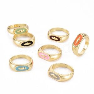 Gold color and enamel ring set of 5 size 6.75